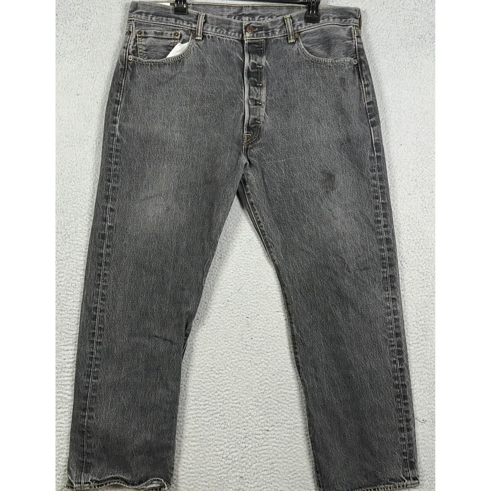 Levis 501 XX Jeans Mens 40X32 Faded Black Original Straight Leg Distressed Denim